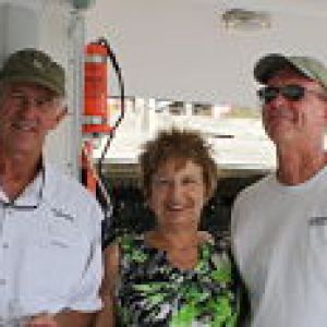 a group of people standing next to a man