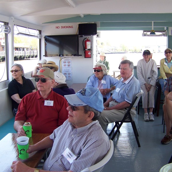 a group of people standing in a room