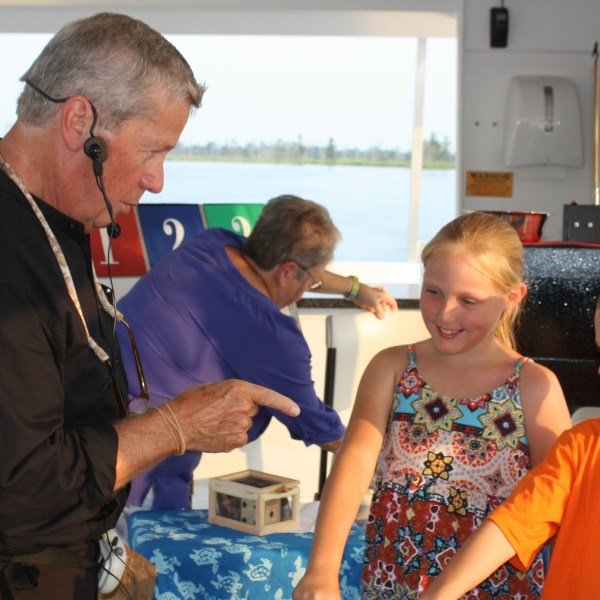 a group of people standing in a room